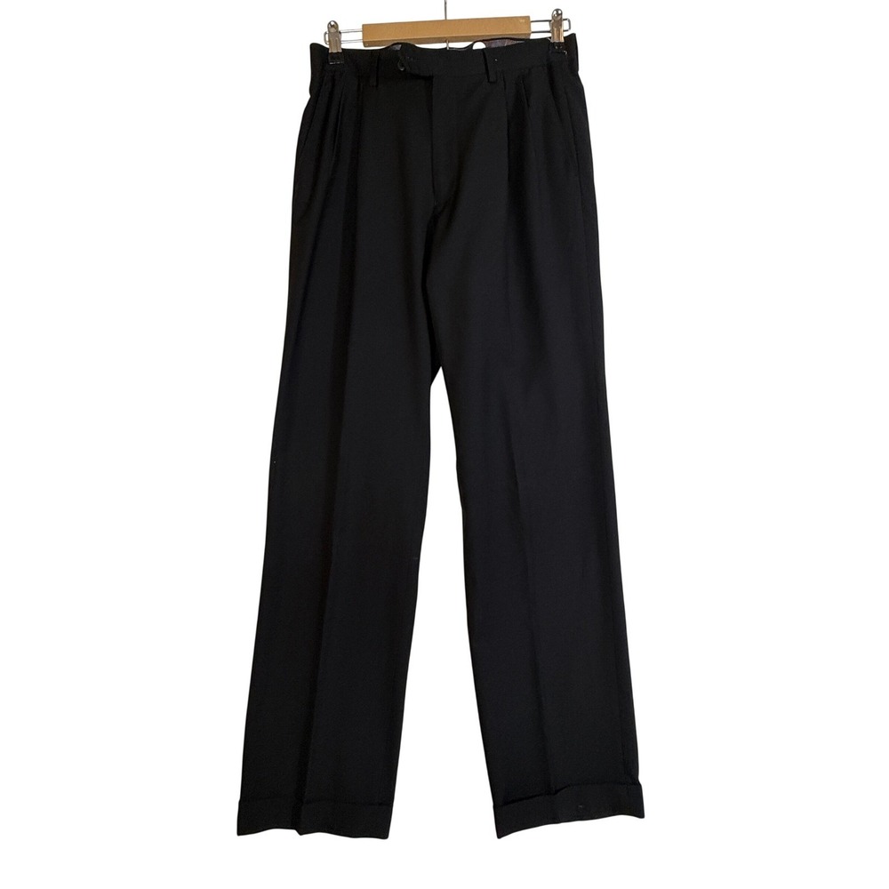 Lauren Ralph Lauren Mens Pleated Dress Pants Cuffed Black 30W x 32L